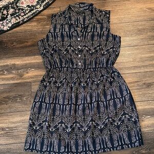 Elegant Navy Patterned Giraffe Sleeveless Dress size 14